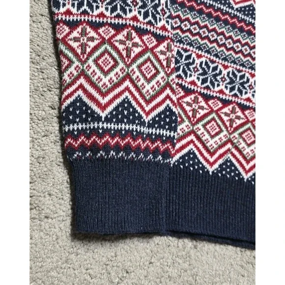 ASPEN Fair Isle Polar Bear Christmas Holiday 1/4 Zip Knit Sweater Size L - Picture 8 of 16